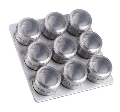 Ceruzo Magnetisch Kruidenrek – 9 RVS Kruidenpotjes | Trendy & Ruimtebesparend