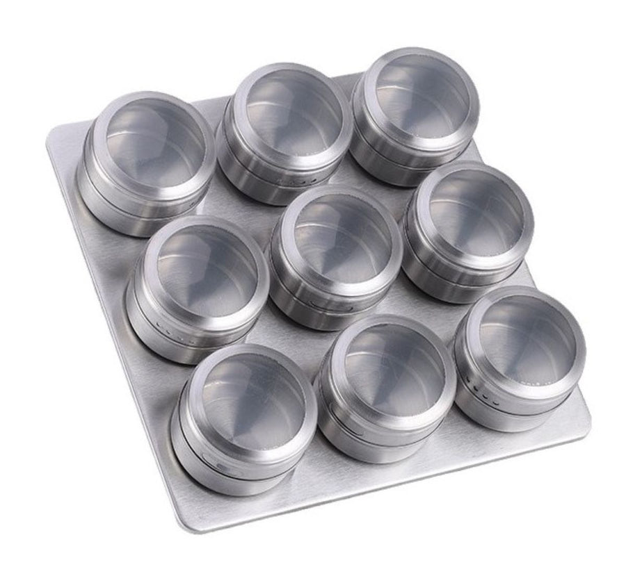Ceruzo Magnetisch Kruidenrek – 9 RVS Kruidenpotjes | Trendy & Ruimtebesparend