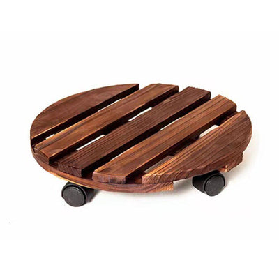 Ceruzo Plant Trolley – Round 30 cm – Wood | Mobile & Stylish