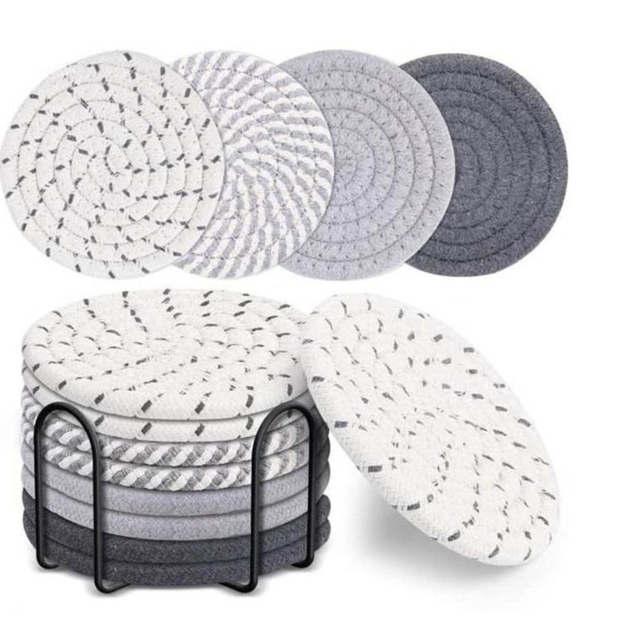 Ceruzo Coasters with Holder – Set of 8 – Grey