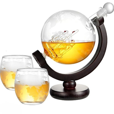 Ceruzo Whiskey Carafe - Globe Decanter - Incl. 2 Glasses