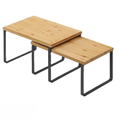 Ceruzo Keukenrekjes – Set van 2 – Aanrecht Organizer | Stapelbaar & Ruimtebesparend Bamboe Design