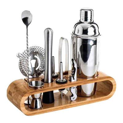 Ceruzo Luxury Cocktail Set – Stainless Steel with Bamboo Stand