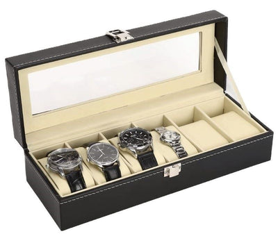 Ceruzo Horlogebox – Voor 6 Horloges – Zwart