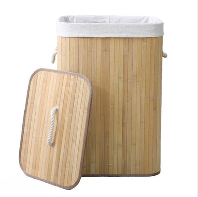 Ceruzo Bamboo Laundry Basket with Lid – 72L – Natural