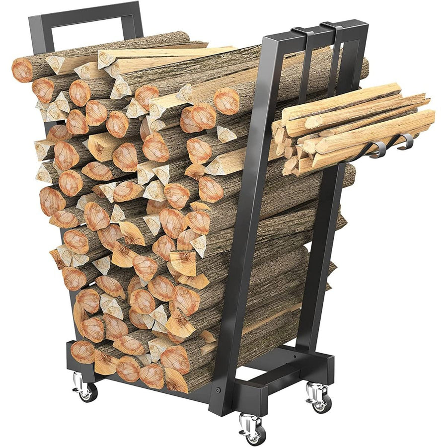 Ceruzo Log Rack – Mobile & Sturdy – Robust Metal Frame with 4 Swivel Wheels – Practical & Safe – 50 kg Load Capacity