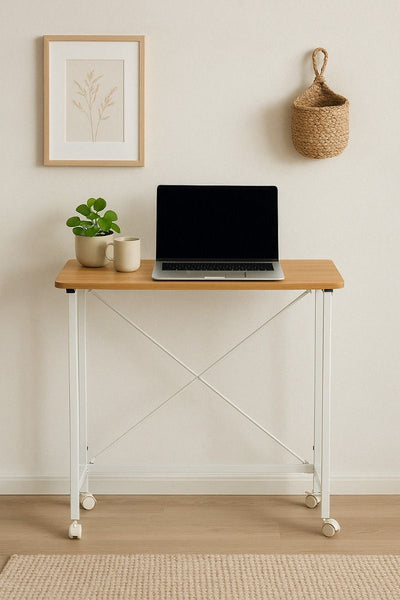Ceruzo Console Table - 80x40x75 cm - Foldable Tabletop - White
