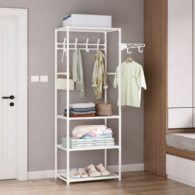 Ceruzo Kledingrek Met 3 Legplankjes – Wit – Metaal – 55 × 36 × 170 cm | Stevig & Praktisch