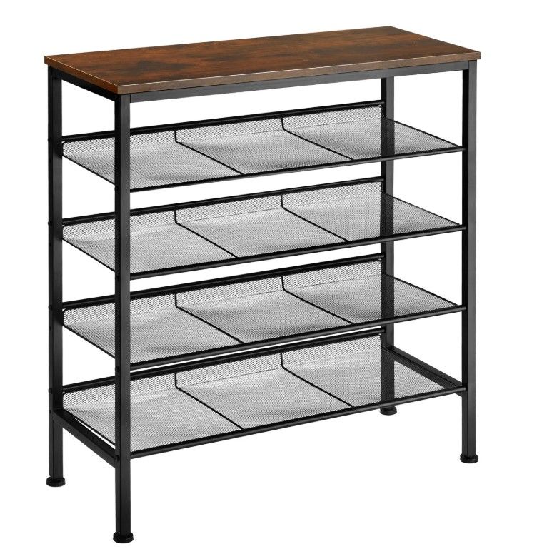 Ceruzo Premium Shoe Rack – Stable & Mobile – Wood & Metal – Practical & Durable