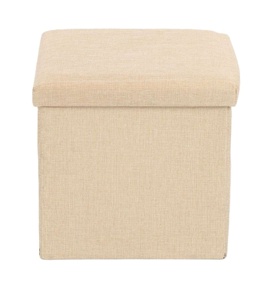 Ceruzo Ottoman - Beige - 38X38X38 Cm - Foldable - Storage Ottoman