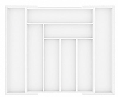 Ceruzo Extendable Wooden Cutlery Tray - 33-52 x 43 x 5 cm - White