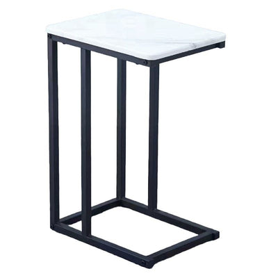 Ceruzo Side Table - Sofa Table - Metal and MDF - White Marbled