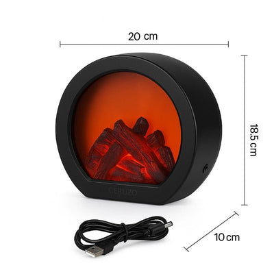 Ceruzo LED Sfeerhaard – Mini Openhaard met Bewegende Vlammen – Decoratieve Gezelligheid & USB/Batterij Gebruik
