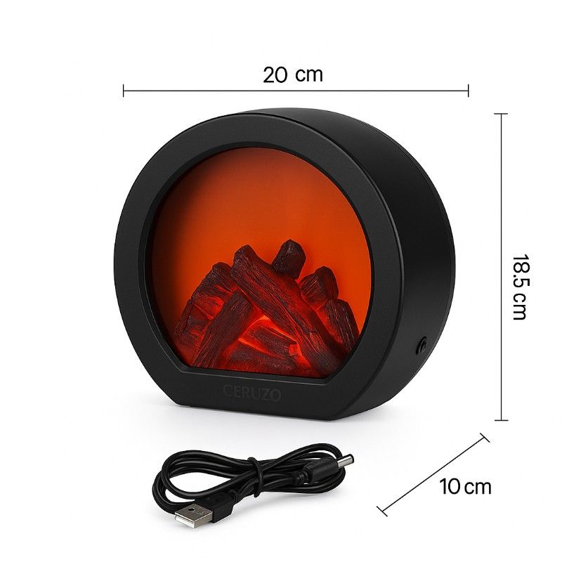 Ceruzo LED Sfeerhaard – Mini Openhaard met Bewegende Vlammen – Decoratieve Gezelligheid & USB/Batterij Gebruik