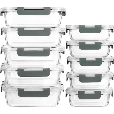 Ceruzo Meal Prep Containers - 10-Pack Food Storage Containers - Glass