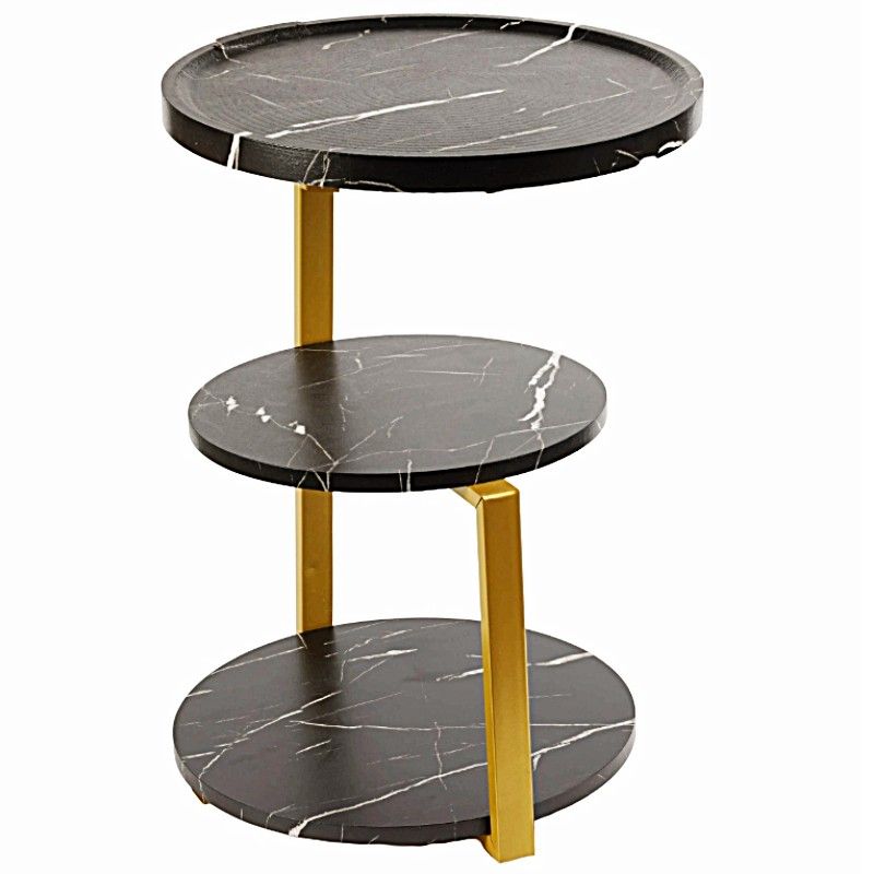 Ceruzo Modern Side Table - Black - Gold