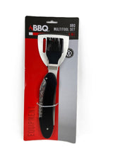 Barbecue Multitool RVS – 5-in-1 – Inklapbaar & Groot – Vork, Spatel, Marinadeborstel, Kurkentrekker & Flessenopener – Zwart