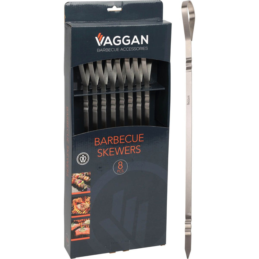 Vaggan BBQ Vleespennen – Set van 8 – RVS – 41 cm – Duurzaam, Zware Kwaliteit & Perfect voor Barbecue & Grill