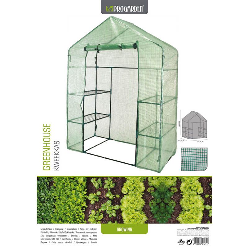 Progarden Premium Walk-in Greenhouse – 143 x 73 x 195 cm | Spacious Green Greenhouse with Sturdy Metal Frame & Practical Zippers