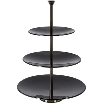 Luxe RVS Etagère 3-Laags – Glanzend & Stijlvol Zwart – Perfect voor High Tea, Bonbons & Hapjes