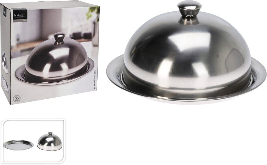 Excellent Houseware Dome With Tray - Stainless Steel - 30Cm