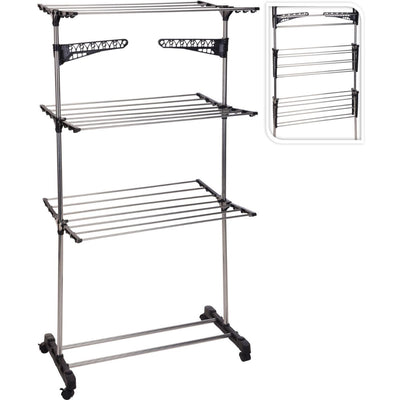 Storage Solutions Droogrek Toren – Inklapbaar & Verrijdbaar – 17 Meter Drooglengte – Wit