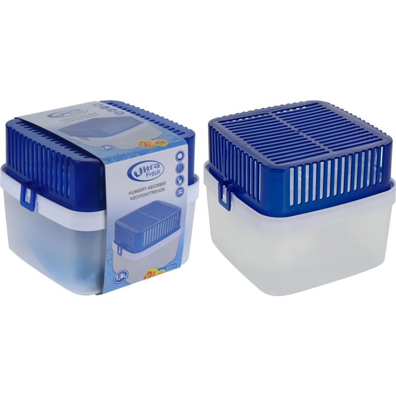 Ultra Clean Vochtopnemer 1.8L – Superkrachtige Condensbestrijder & Schimmelbeschermer | Inclusief 2x 400g Navulzakjes | Compact & Langdurig Werkend voor Kleine Ruimtes
