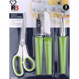 Renberg 3-piece Kitchen Utensil Set - Premium Stainless Steel, Soft-Touch Handles | Scissors, Can Opener, Peeler