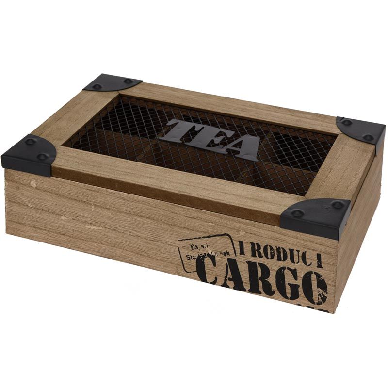 Cargo Premium Wooden Tea Box 6 Compartments – Robust, Stylish & Perfect for Organized Tea Storage