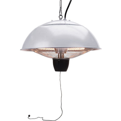 Excellent Electrics Hanging Patio Heater 1500W – Halogen Patio Heater Silver – For Indoor & Outdoor Use – Atmospheric, Safe & Powerful