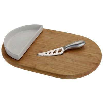 Excellent Houseware Cheese Board (30x19.5) with Dish and Knife – Bamboo Set for the Perfect Cheese Platter