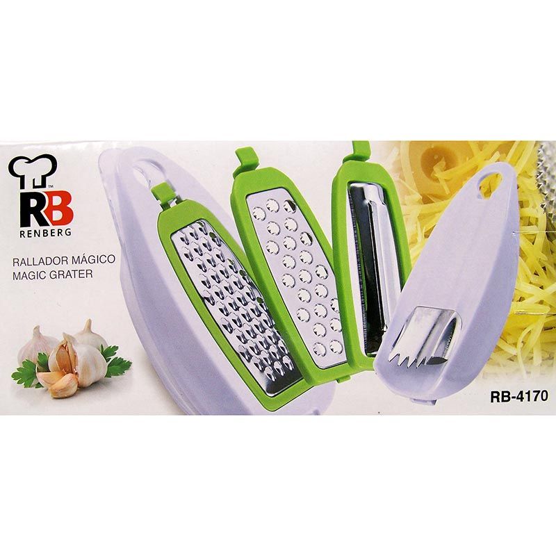 Renberg Magic Grater – Compact, Convenient & Multifunctional with 4 Interchangeable Graters