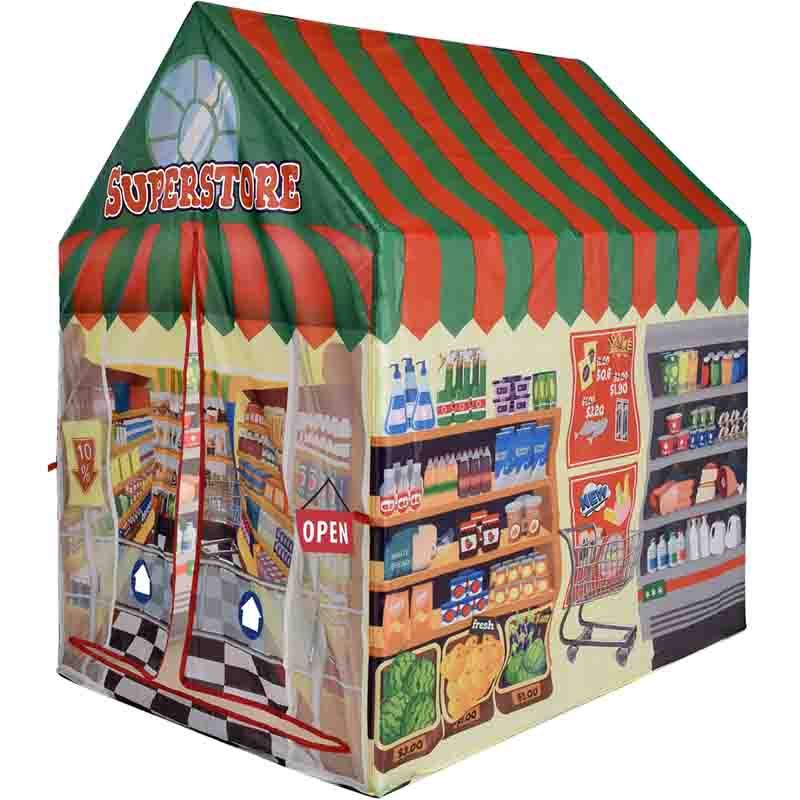 Kids Supermarket Play Tent – Play Tent with Cheerful Supermarket Print | Sturdy & Easy to Set Up | Ideal for Imaginative Role Play Indoors