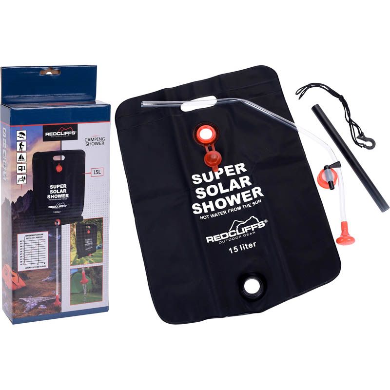 Redcliffs Campingdouche 15 Liter – Praktische Solar Outdoor Douche | Warm Water Onderweg | Ideaal Voor Camping, Tuin & Reis