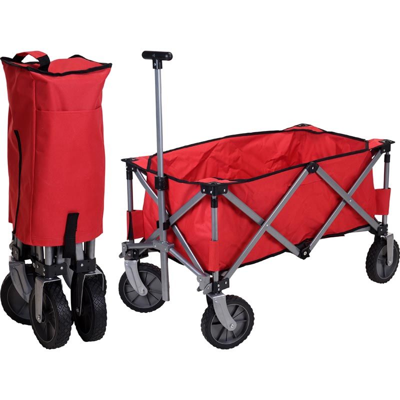 Foldable Wagon – Red – 90x49x58 cm – Extra Sturdy & Compact – 70 kg Capacity – Ideal for Outings