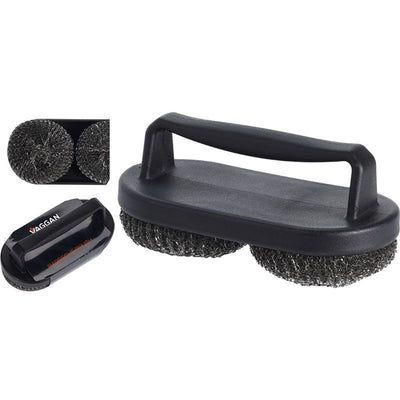 Vaggan Power BBQ Borstel – Onmisbaar Voor Stralend Schone Barbecues | Extra Groot Handvat & 2 Robuuste Ronde Borstels | Compact & Effectief (19x10x8 cm)