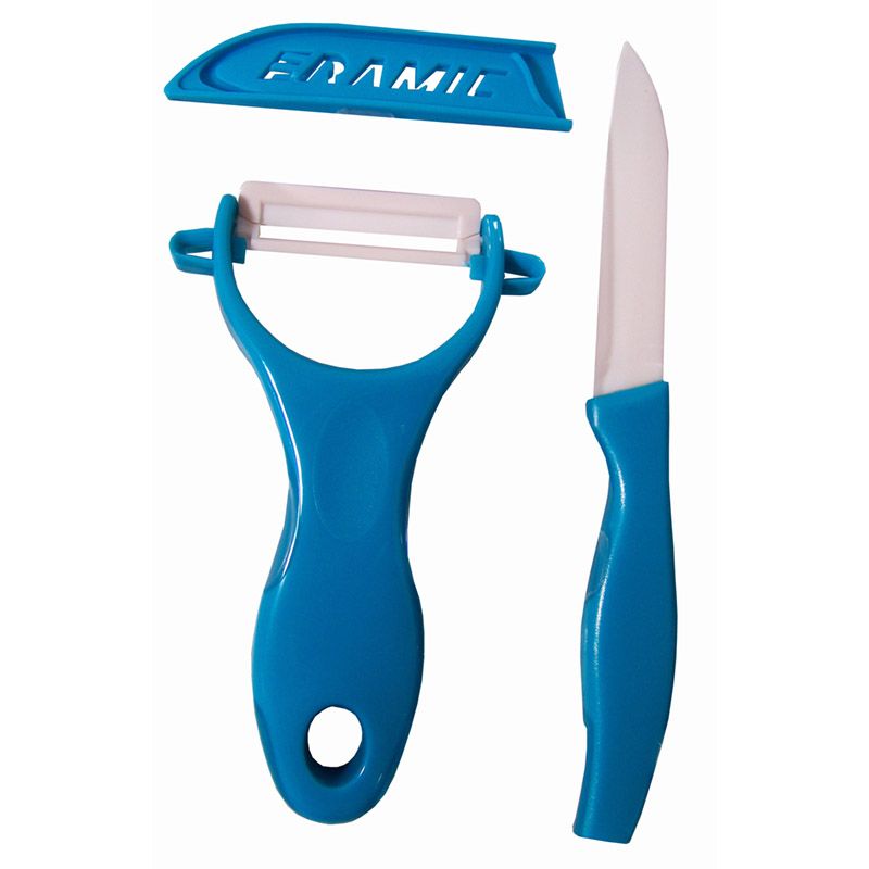 Excellent Houseware Ceramic Peeling Knife Set – Blue | Peeling Knife 17 cm + Peeler