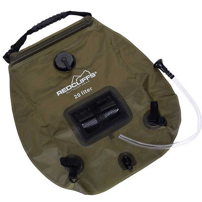 Redcliffs Luxury Camping Shower with Thermometer – 20 Liter Solar Shower Bag | Foldable & Green – For Camping, Garden or Outdoor Adventures