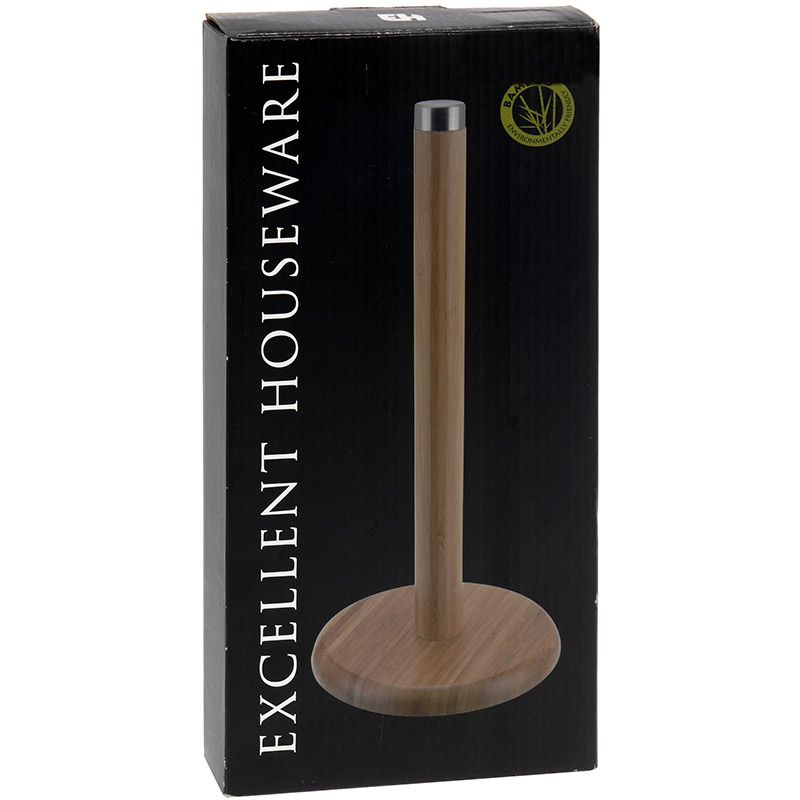 Excellent Houseware Kitchen Roll Holder - Durable Bamboo, Stable & Stylish Design